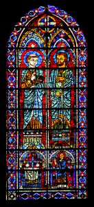 Två helgon - en är Nicaise; donatorpräst nedan (w116) av French School