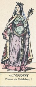 Ultrogothe, Femme de Childebert I (färgad gravyr) av French School