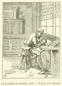 A Lapidary i det sextonde århundradet (gravyr) av French School