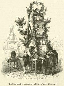 En vattenmelonhandlare i Italien (gravyr) av French School