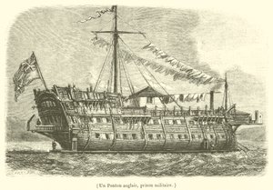 En engelsk ponton, ett militärt fängelse (gravyr) av French School
