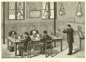 A Post of the Multiple Telegraph Printer Baudot (gravyr) av French School