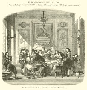 En måltid under Ludvig XIV (gravyr) av French School