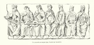 En konsert under medeltiden; från en basrelief (gravyr) av French School