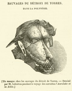 En mask bland vildarna i Torres sund (gravyr) av French School