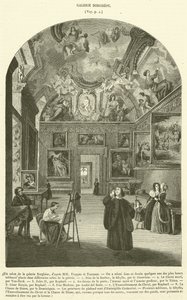 En salong i Borghese Gallery (gravyr) av French School