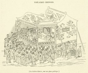 En kinesisk teater, på ett offentligt torg (gravyr) av French School