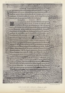 A Page From The Essays, 1588 Edition, med autografkommentarer av Montaigne (litho) av French School