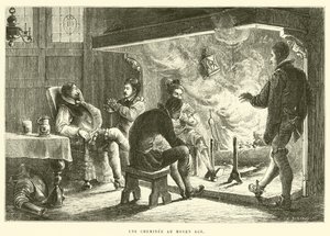En eldstad under medeltiden (gravyr) av French School