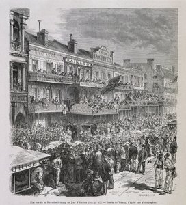 En gata i New Orleans på valdagen 1875 - i "" Le Tour du Monde", 2:a sem. 1876 av French School