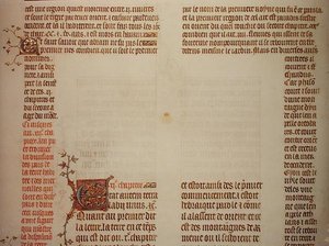 Oavslutad sida från Jean de Sys bibel, ca 1355 (pergament) av French School