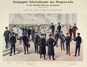 Uniformer för anställda vid Compagnie des Wagons-Lits, c.1910 av French School