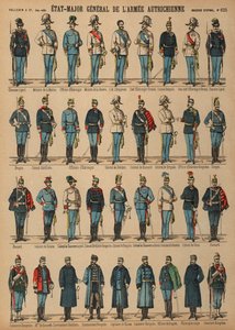 Uniformer för den österrikisk-ungerska armén (färgad gravyr) av French School