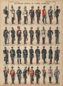 Tyska arméns uniformer (färgad gravyr) av French School