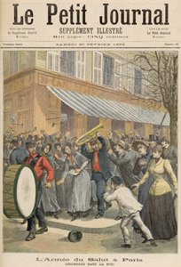 Uppror mot en frälsningsarméprocession i Paris, från Le Petit Journal, 20 februari 1892 (färgstick)