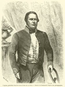 Urquiza, president för provinserna-Unies of La Plata (gravyr) av French School