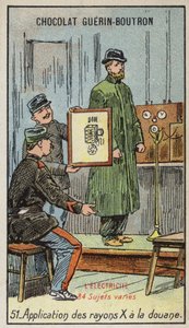 Använda röntgen i tullen (chromolitho) av French School