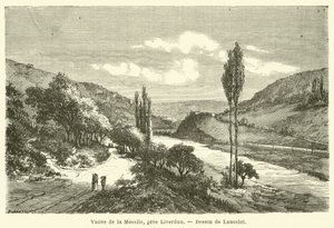 Moseldalen, nära Liverdun (gravyr) av French School