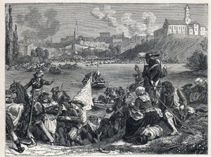 Vendeekriget (1793-1796): Vendéerna, besegrade i slaget vid Cholet, återvände till Loire den 18 oktober av French School
