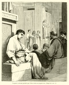 Vespasianus sover medan Nero reciterar sina egna verser (gravyr) av French School