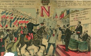 Victor Napoleon (1862-1926) i spetsen för bonapartisternas anhängare, den sista arvtagaren till Napoleon I var tvungen att gå i exil efter en lag som antogs av tredje republiken 1886. Gravyr, i "" Le Figaro, supplement"", på 30/03/1889, Paris. av French School