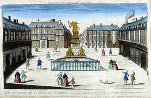 Vy över Place des Victoires i Paris - Optisk vy av French School