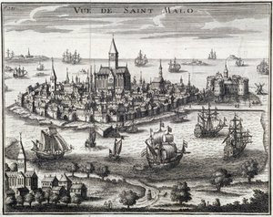 Vy över St Malo - Anonym gravyr av French School