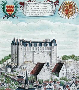 Utsikt över Chateau de Maille i Touraine av French School