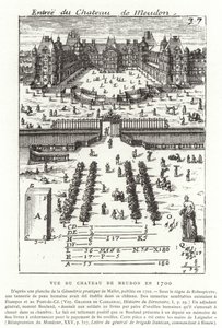 Utsikt över Chateau de Meudon år 1700 av French School