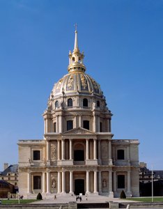 Utsikt över Hotel des Invalides, ett parisiskt monument, vars konstruktion beställdes av Ludvig XIV 1670. Paris av French School