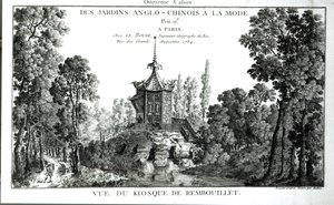 Utsikt över kiosken vid Rembouillet, från Jardins Anglo-Chinois a la mode av George Louis le Rouge, publicerad 1775-78 av French School