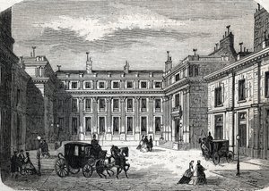 Vy över ministeriet för offentlig utbildning, Hotel de Rochechouart rue de Grenelle, i Paris - (gravyr) 1864 av French School
