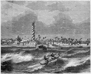 Utsikt över staden Pondicherry (Puducherry), Indien av French School