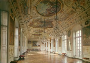 Utsikt över galleriet känt som La Belle Inutile, designat av Robert de Cotte (1656-1735) ca 1700 av French School