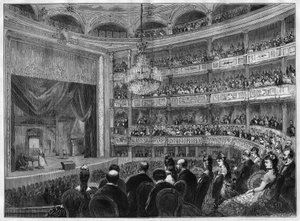Utsikt över teatersalen i Odeon, nyrestaurerad. Paris av French School