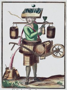 Vinägertillverkare, färgad gravyr, Frankrike av French School
