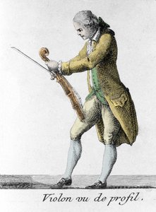 Fiol sedd från profil. Gravyr från slutet av 1700-talet. av French School