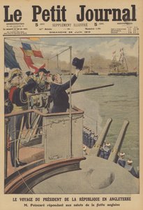 Frankrikes presidents besök i Storbritannien (färg litho) av French School
