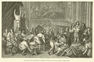 Ludvig XIV:s besök i Manufacture des Gobelins, 1677 (gravyr) av French School