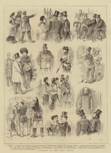 Besökare på Parissalongen (gravyr) av French School