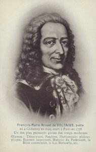 Voltaire (1694-1778), fransk författare, filosof och pjäsförfattare (litografi) av French School