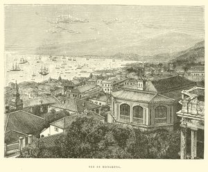 Vy över Hong Kong (gravyr) av French School