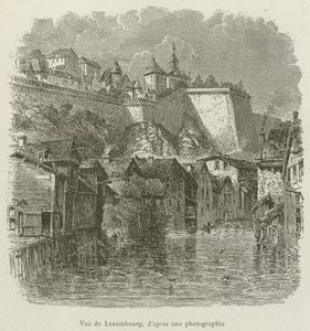 Utsikt över Luxemburg (gravyr) av French School