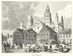 Utsikt över Mainz (gravyr) av French School