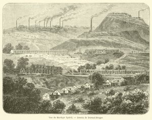 Vy över Merthyr Tydfil (gravyr) av French School