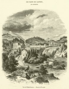 Vy över Wilbad-Gastein (gravyr) av French School