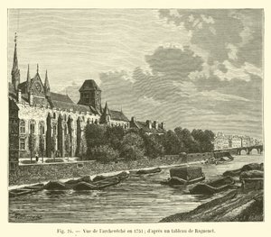 Utsikt över ärkestiftet 1751; efter en målning av Raguenet av French School
