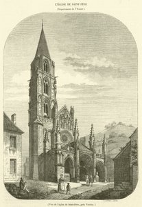 Utsikt över kyrkan Saint-Pere, nära Vezelay (gravyr) av French School