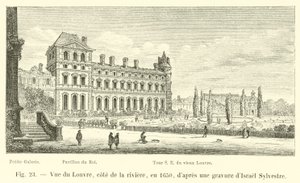 Utsikt över Louvren, Cote de la Riviere, 1650, efter en gravyr av Israel Sylvestre av French School