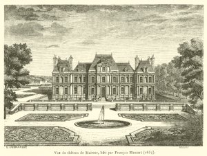 Utsikt över Chateau de Maisons, byggt av Francois Mansart av French School